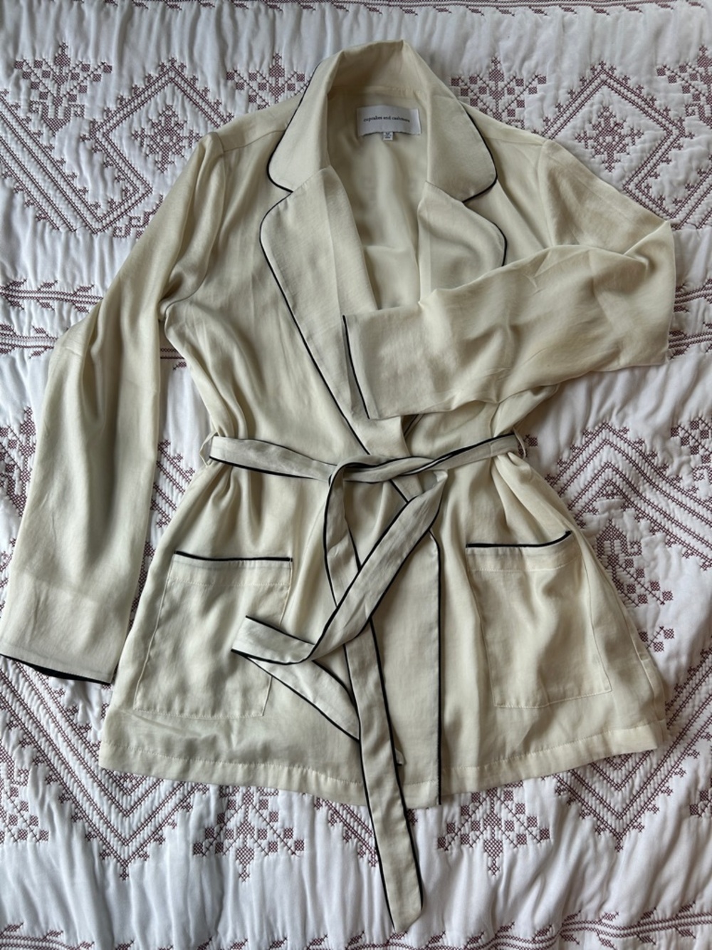 cupcakes & cashmere Cream Jacket with Black Piping